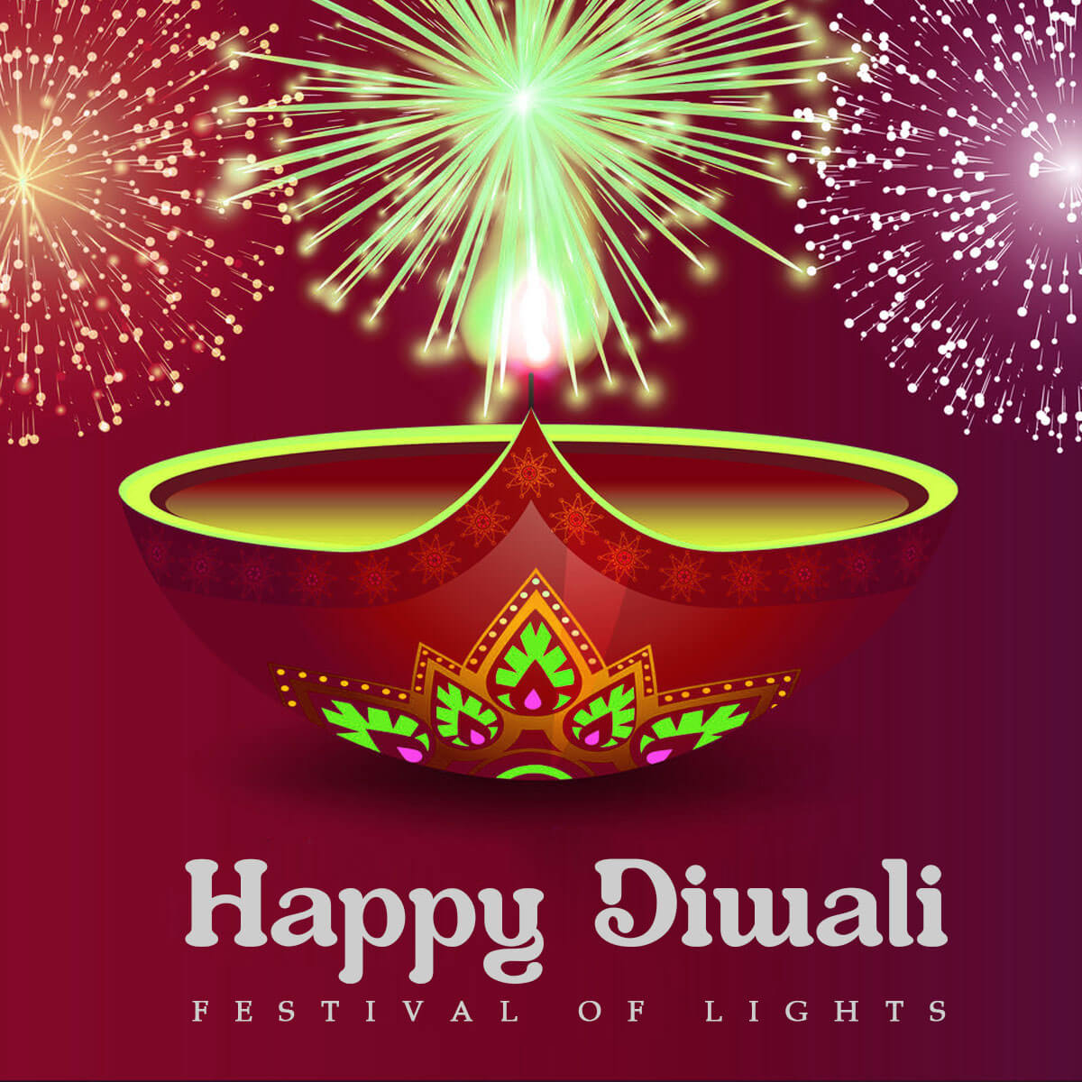 Happy diwali festival of lights diya carcker banner image