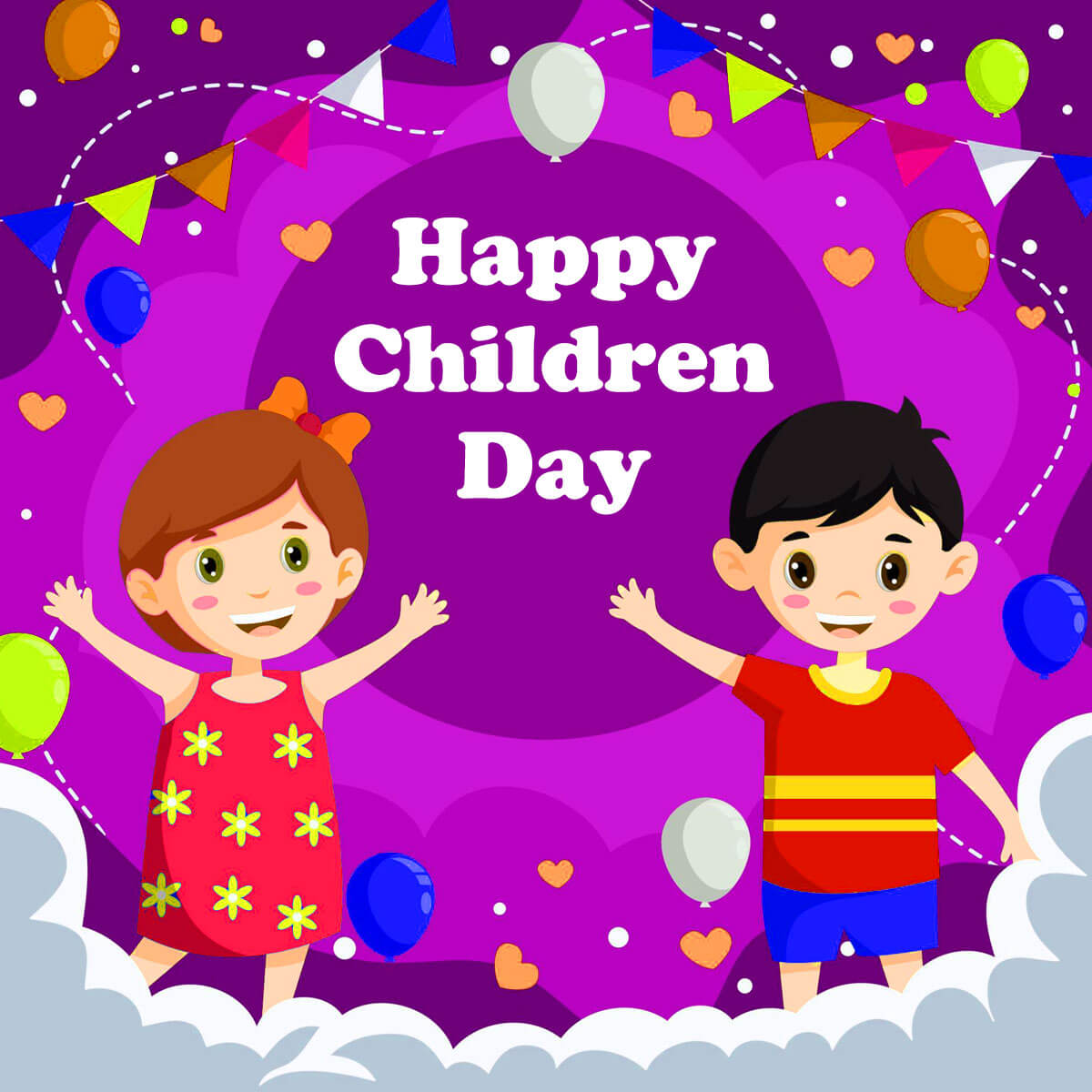 Happy children day cartoon vector decorative poster - Pngfreepic