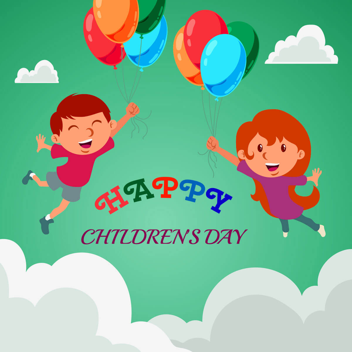 Happy children's day kids flying balloon vector design - Pngfreepic