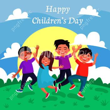 World children day clipart cartoon characters background