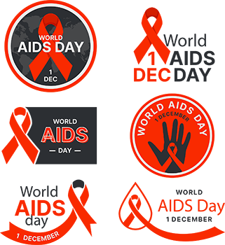 World aids day ribbon png element set design