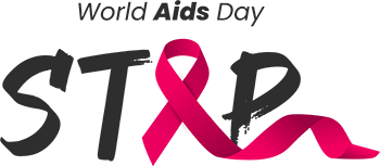 Stop aids ribbon vector text style png image