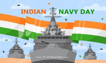 Happy indian navy day flag and ship vector design image