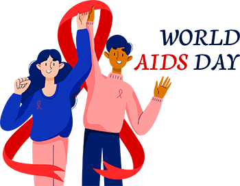World aids day red ribbon human hand drawn clipart png