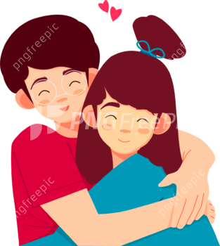 Happy hug day couple hugging cartoon illustrations png