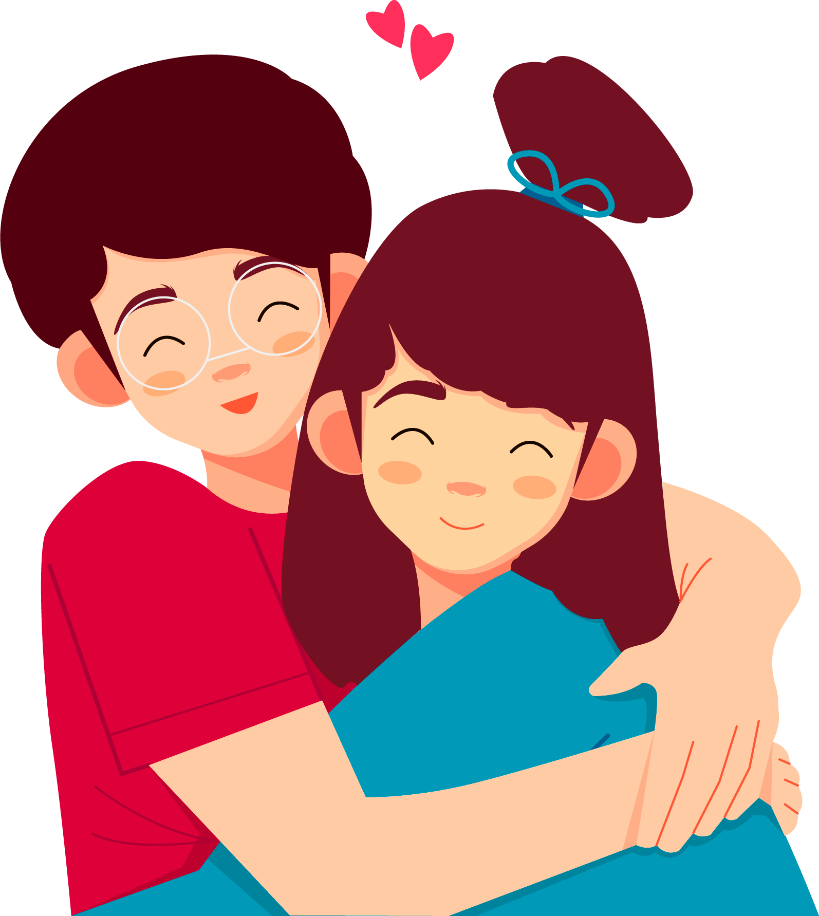 Happy hug day couple hugging cartoon illustrations png