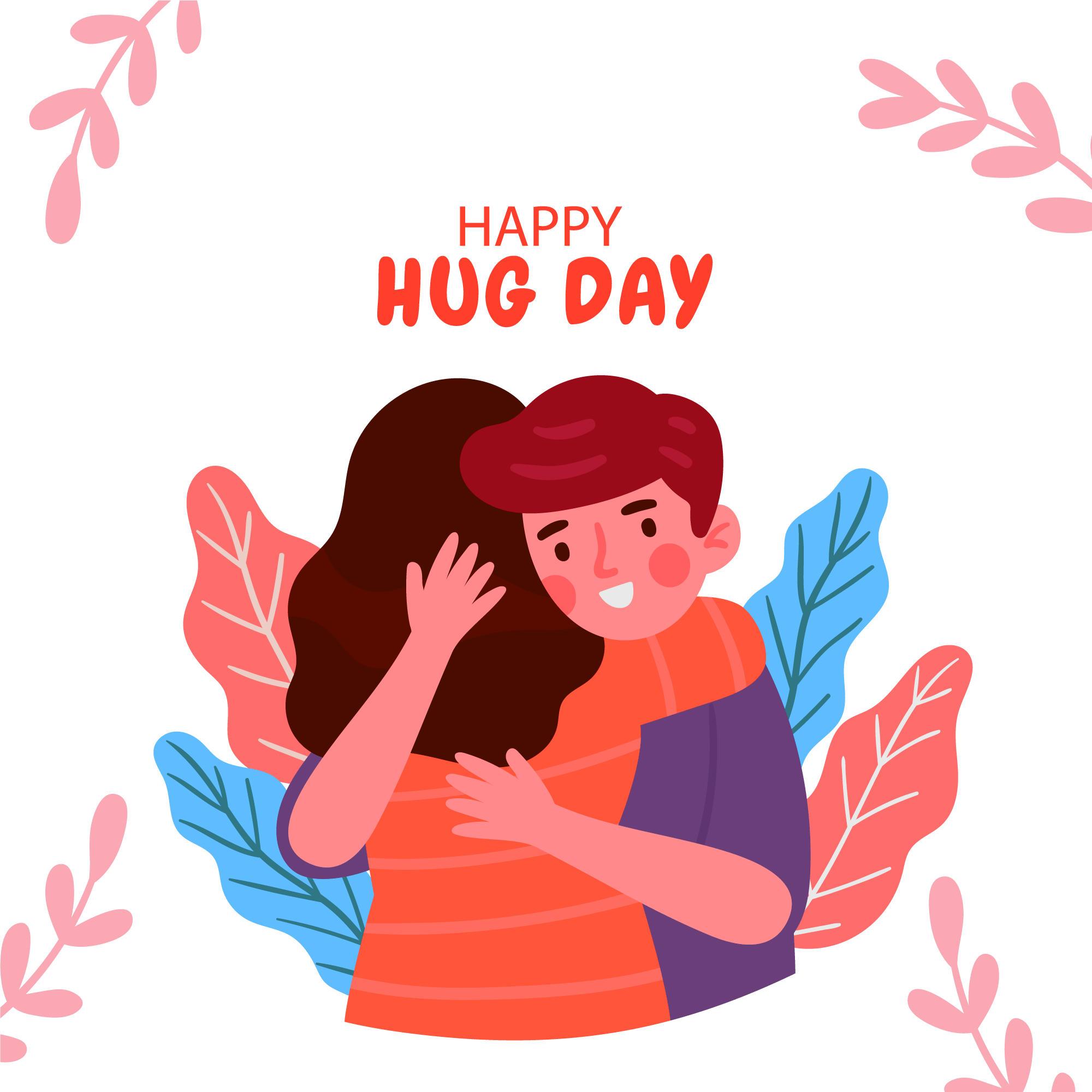 Couple hugging cartoon illustration happy hug day png - Pngfreepic