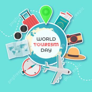 World tourism day background with travel item design - Pngfreepic