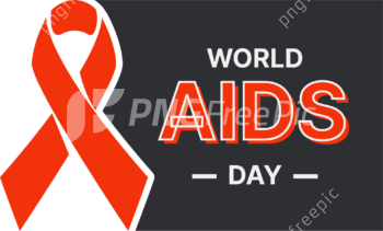 World aids day ribbon shape text png vector design