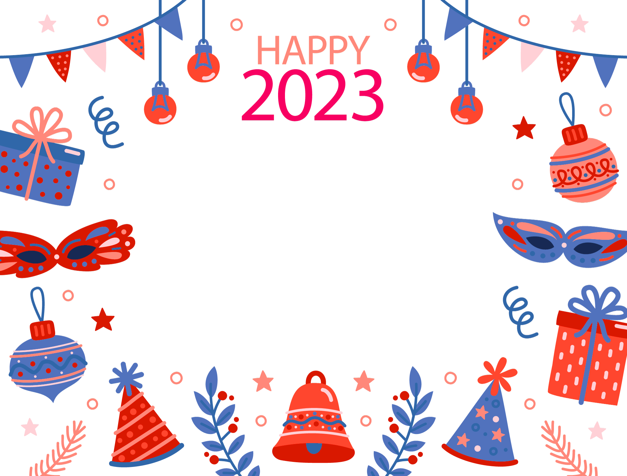 Happy new year 2023 decorative png background design