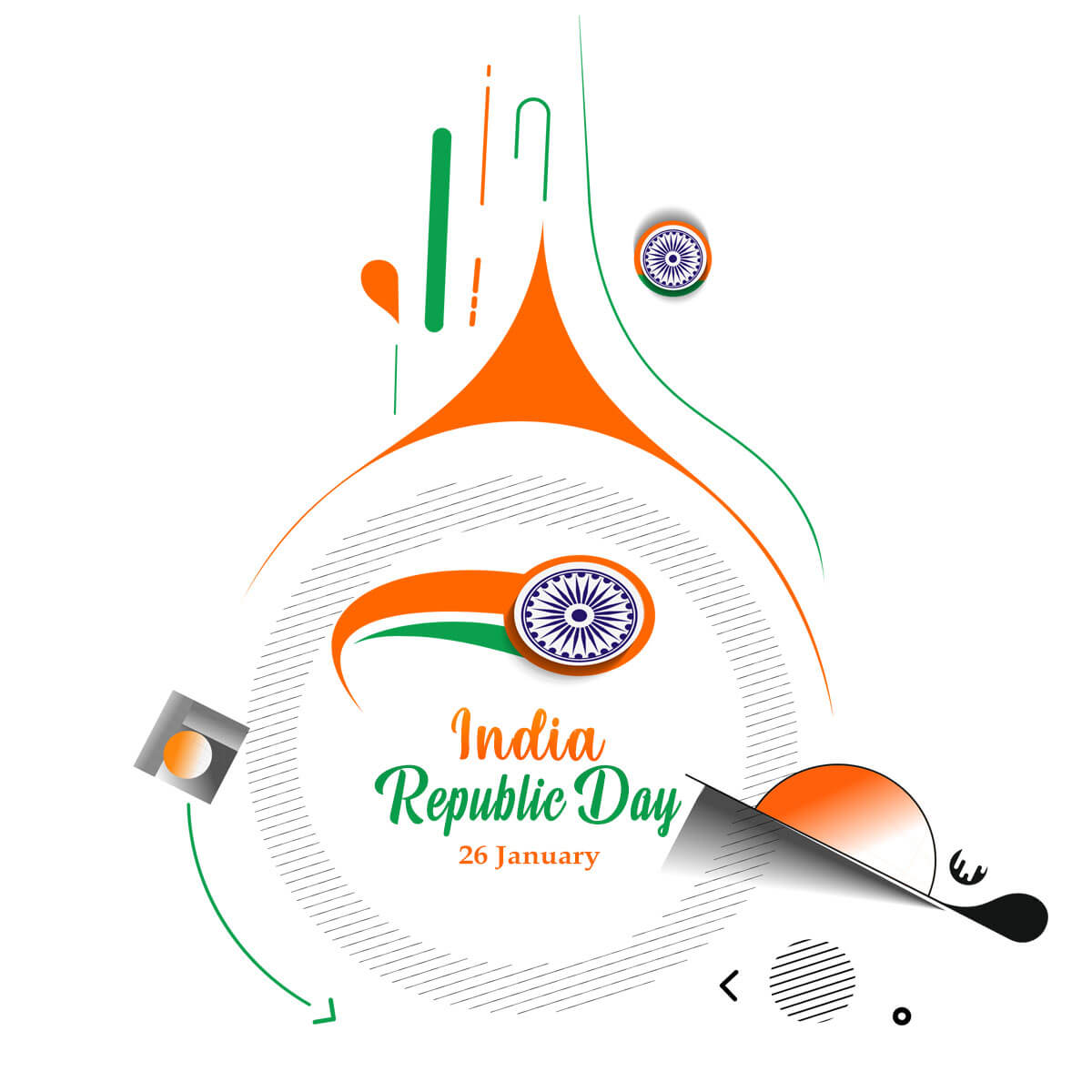 26th january india republic day beautiful element banner design
