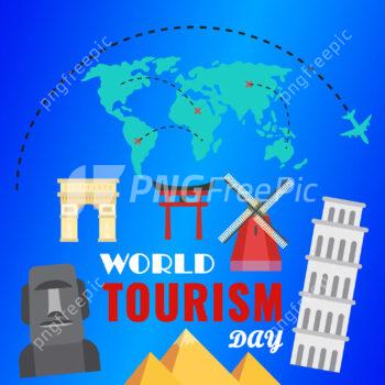 World tourism day temple map background poster design