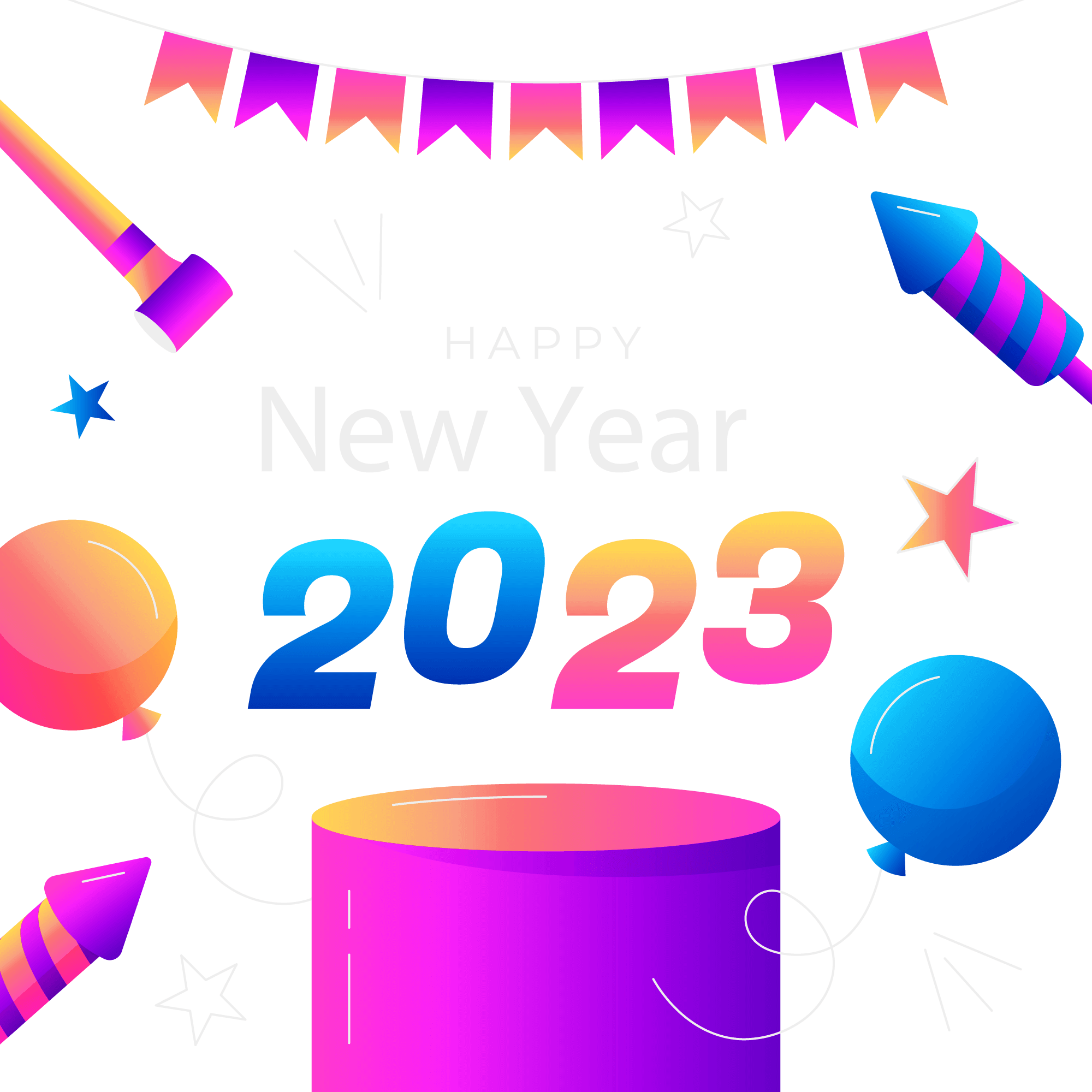 Happy new year gradient greetings png design - Pngfreepic