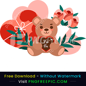 Happy valentine for you teddy bear heart illustration png