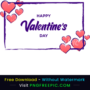 Valentines day hand drawn vector frame png