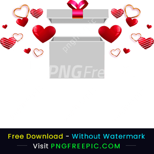 Valentine gift box with heart illustration vector png