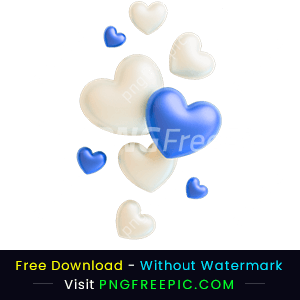Blue & white love balloon shape valentine day png