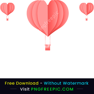 Valentine day heart paper style air balloons vector png
