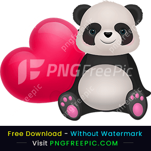 Cute panda love vector valentine day png image