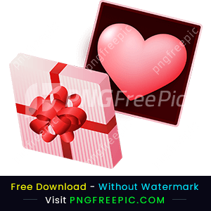 Beautiful love gift box 3d heart effect valentine day png