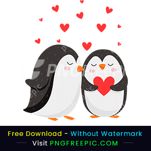 Clipart penguin couple celebrate valentine day vector png