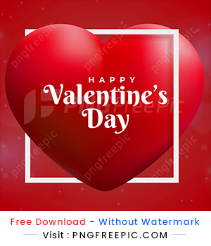 Valentine day red heart inside square white frame vector