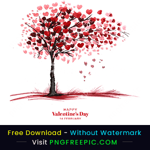 Valentine day 14 february love tree vector png image