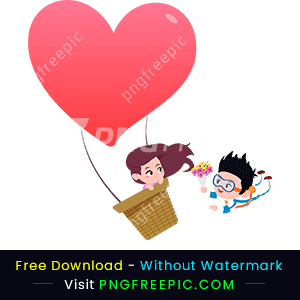 Valentines day clipart lovers on love air balloon vector png