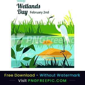 Flat world wetlands day vertical poster png image