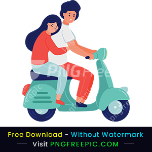 Valentine day beautiful couple riding scoter png image