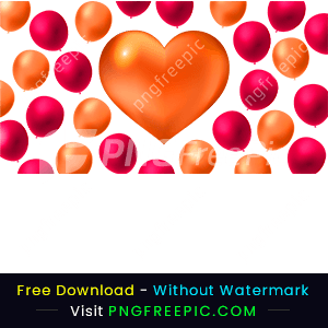 Valentines day decorative heart balloon illustration png