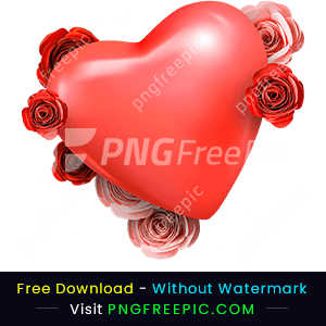 Beautiful heart with flower decorative valentine day png