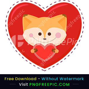 Valentine day fox love in hand invitation png image