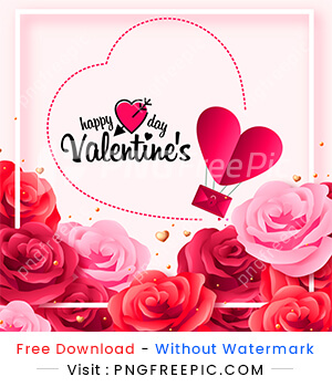 Happy valentines day love with rose vector banner design