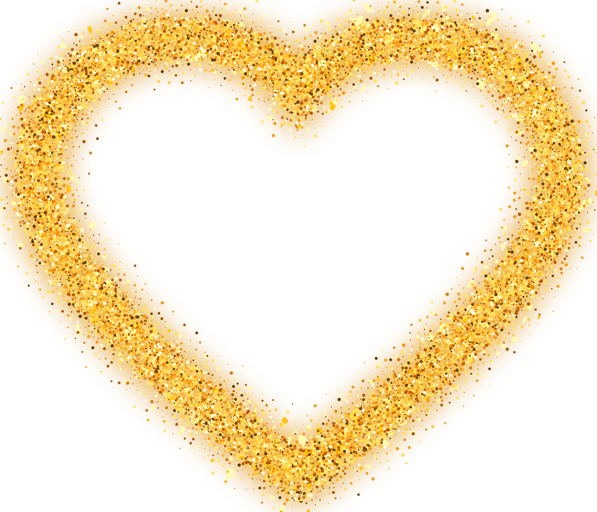 Gold sparkles glitter valentine heart frame illustration png