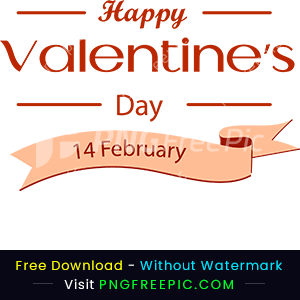 Happy valentines day 14 february text vector png