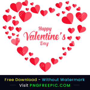 Happy valentine day paper cut red heart illustration png