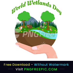 Abstract wetlands day with flora & fauna png image