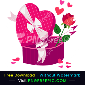 Lovely valentine day 3d heart gift with flower png