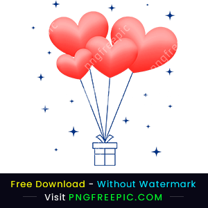 Happy valentine day love shape balloon gift png