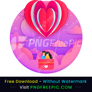 Cutout png hot air balloon with couple valentines concept