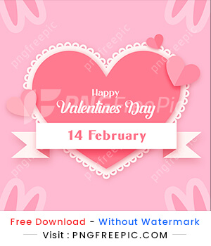14th february happy valentines day paper cut hearts design