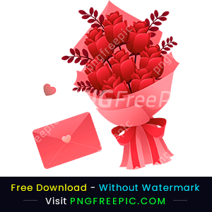Valentine day massage flower bouquet vector png image