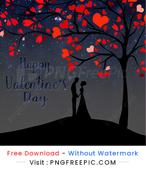 Happy valentines day night view couple banner design