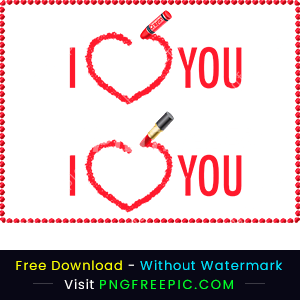 I love you heart frame color draw vector png image