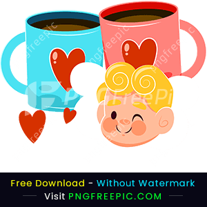 Valentine day celebration lover coffee cup clipart png
