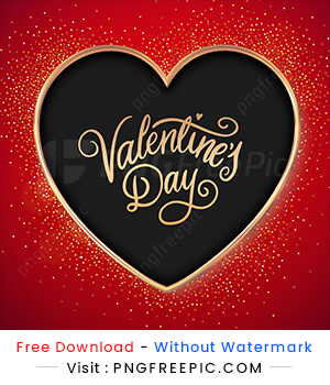 Valentine day golden frame black heart illustration design