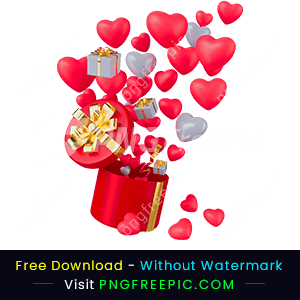 Happy valentine day love shape and gift box png image