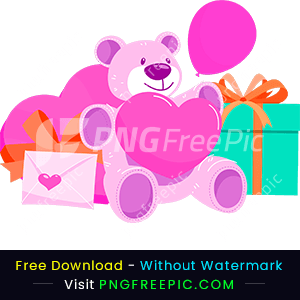 Cute vector teddy happy valentine day gift png