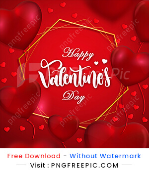 Valentine day hearts background with golden frame vector design